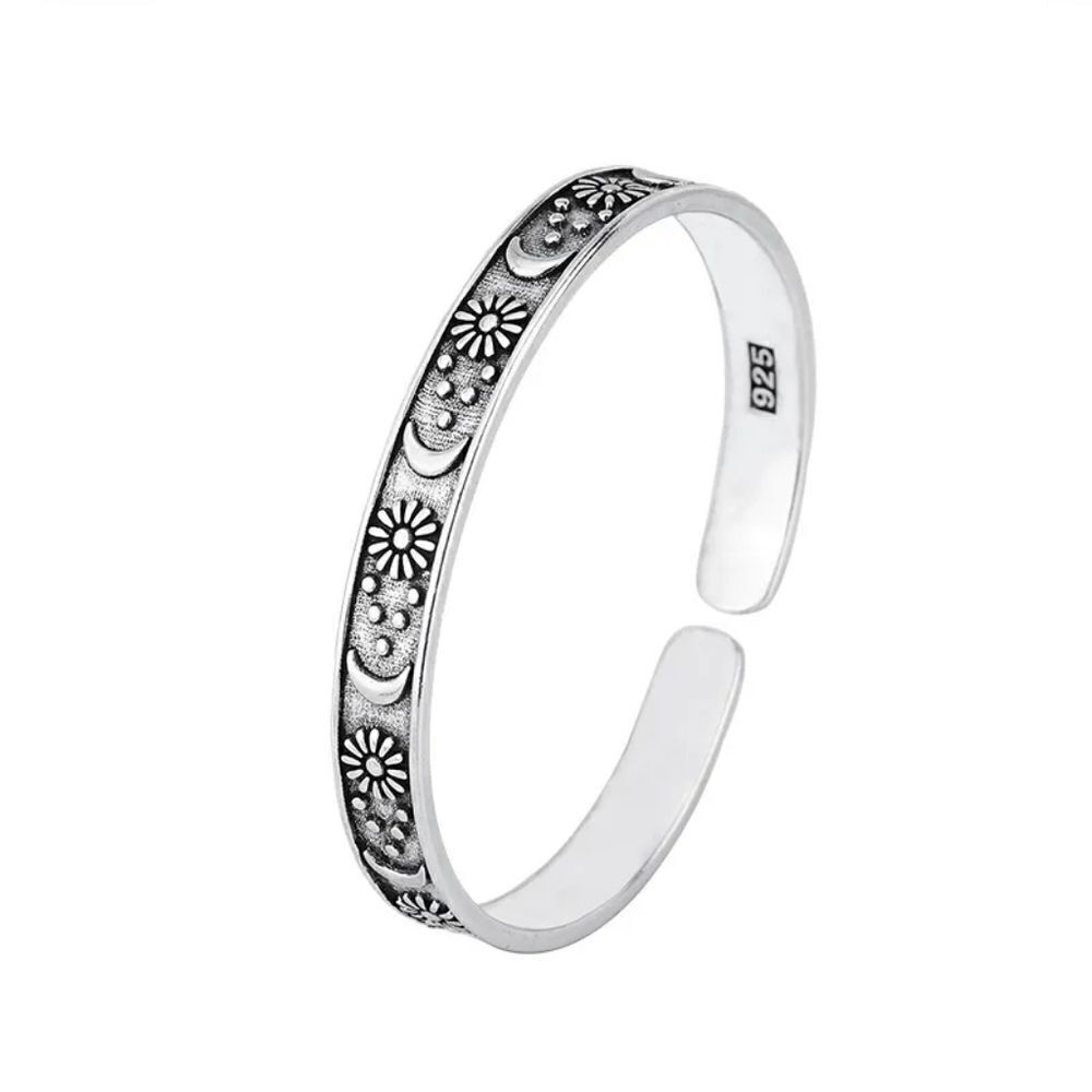 Moon Flower Women's Cuff Bracelet - Picture 2 of 5